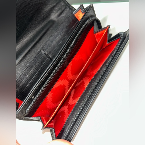 Vivienne Westwood Black Leather Long Wallet w/ Red Interior - Picture 7 of 16